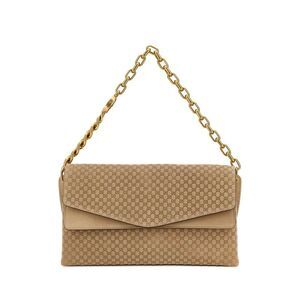 Gucci Women Beige Suede Large Shoulder Bag